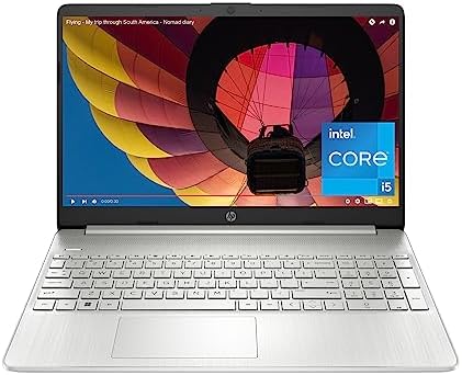 HP 15.6 inch Laptop, FHD Display, 12th Gen Intel Core i5, 16 GB RAM, 512 GB SSD, Intel Iris Xe Graphics, Windows 11 Home, 15-dy5399nr (2023),Silver