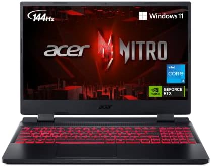 Acer Nitro 5 AN515-58-525P Gaming Laptop |Core i5-12500H | NVIDIA GeForce RTX 3050 Laptop GPU | 15.6″ FHD 144Hz IPS Display | 8GB DDR4 | 512GB PCIe Gen 4 SSD | Killer Wi-Fi 6 | Backlit Keyboard, Black