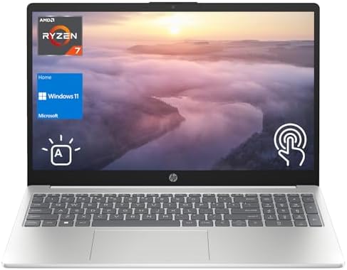 HP 2023 Newest Laptop, 15.6″ HD Touchscreen, AMD Ryzen 7 7730U Processor, 32GB RAM, 1TB PCIe SSD, Webcam, Backlit KB, HDMI, Type-C, Wi-Fi 6, Windows 11 Home, Silver