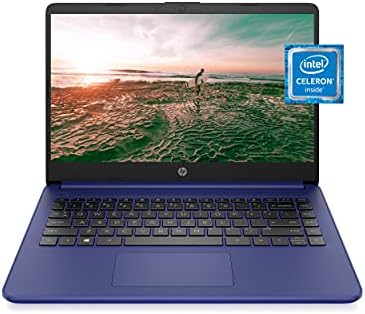 HP 14 Laptop, Intel Celeron N4020, 4 GB RAM, 64 GB Storage, 14-inch Micro-edge HD Display, Windows 11 Home, Thin & Portable, 4K Graphics, One Year of Microsoft 365 (14-dq0010nr, 2021, Indigo Blue)