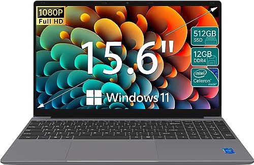 ApoloSign Laptop Computer, 15.6 Inches FHD IPS 1080P Display, 512GB SSD (Expandable 1T) 12GB DDR4 Windows 11 Light Laptops with Intel Celeron N5095 Quad-Core Processor, Up to 2.8GHz